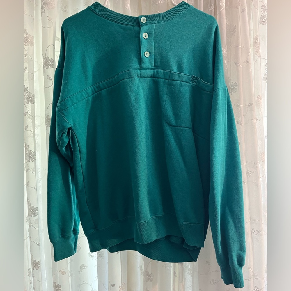 VTG VINTAGE Cheetah Brand Teal Button-Up Men's Sweatshirt Size Large *RARE*